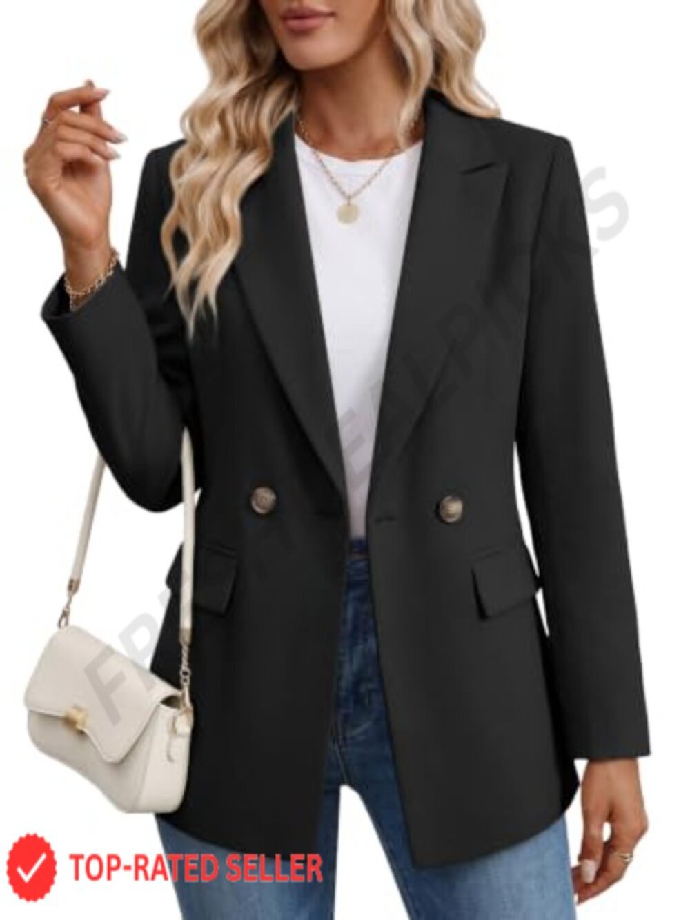 Women's Oversized Double Breasted Blazer Long Sleeve Business Casual Suit Jacket